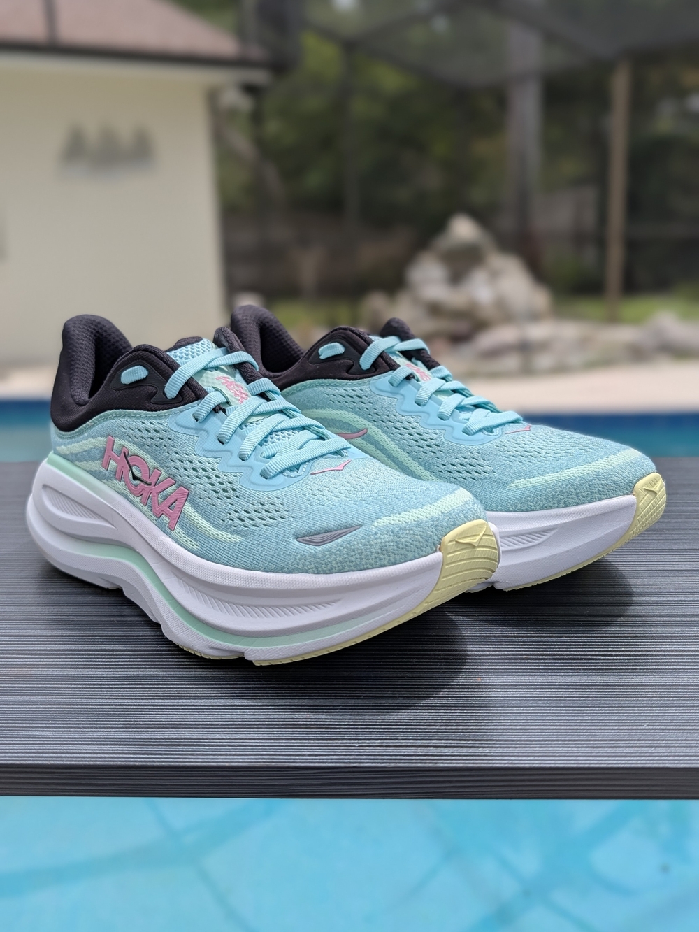 Size 7 - Hoka One One HOKA Bondi 9 Women's Blue Spark Mint Fluorite W - Picture 2 of 12